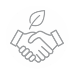 Shaking hands icon with leaf on top