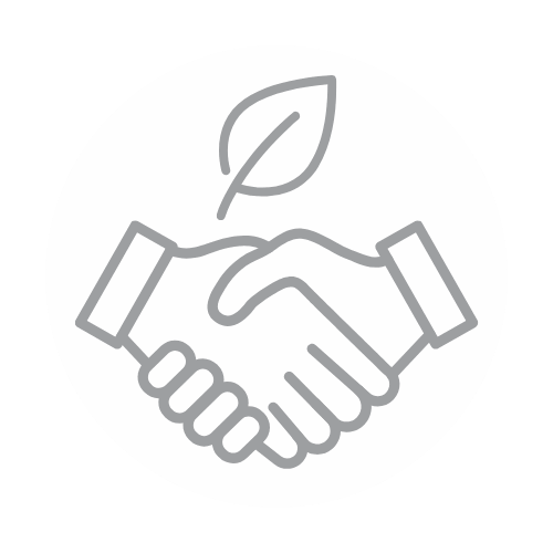 Shaking hands icon with leaf on top