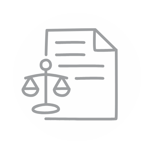 an icon showing a justice scale overlaying a document